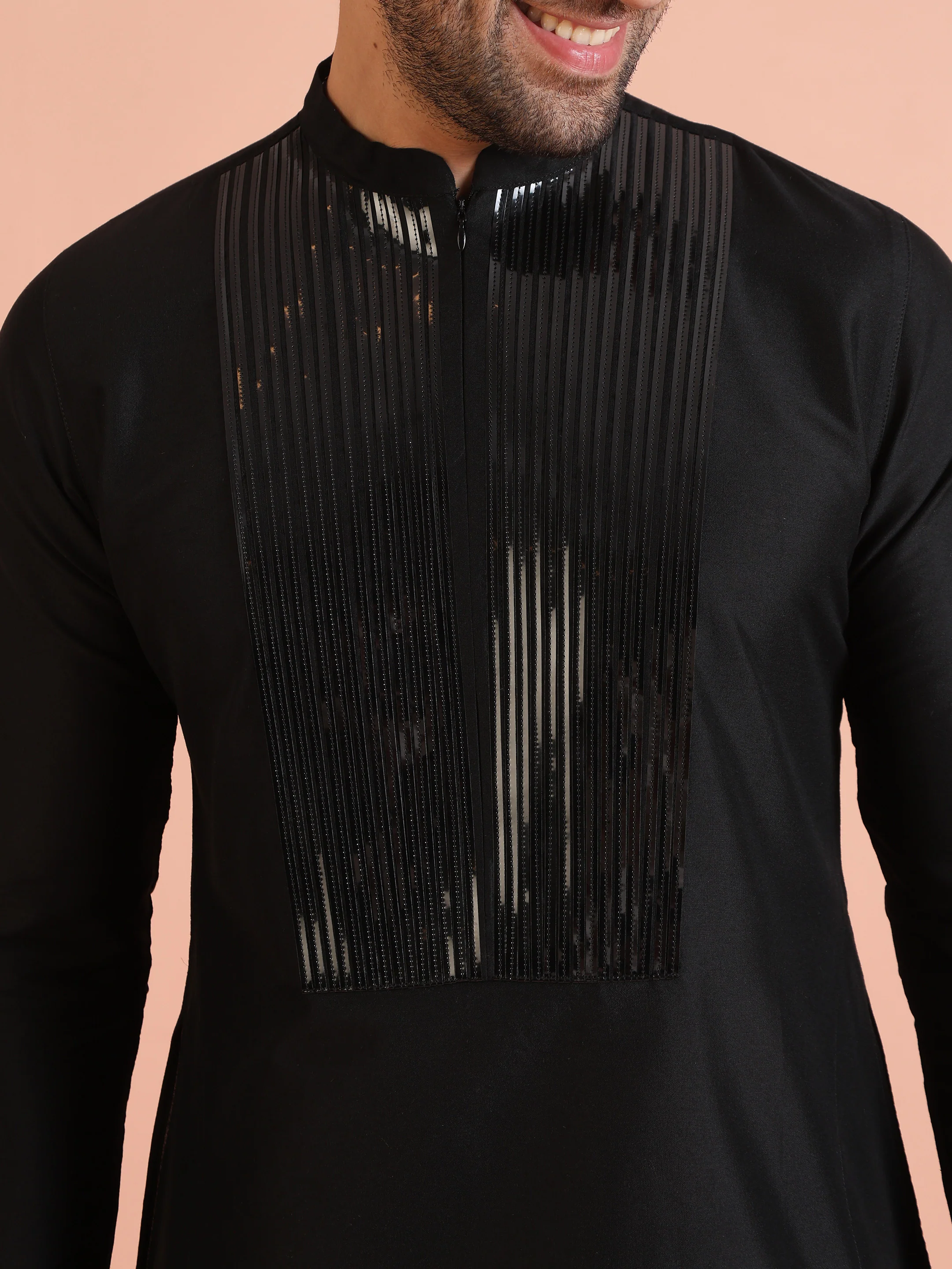 Men's Black Kurta Trouser Set - Image 6
