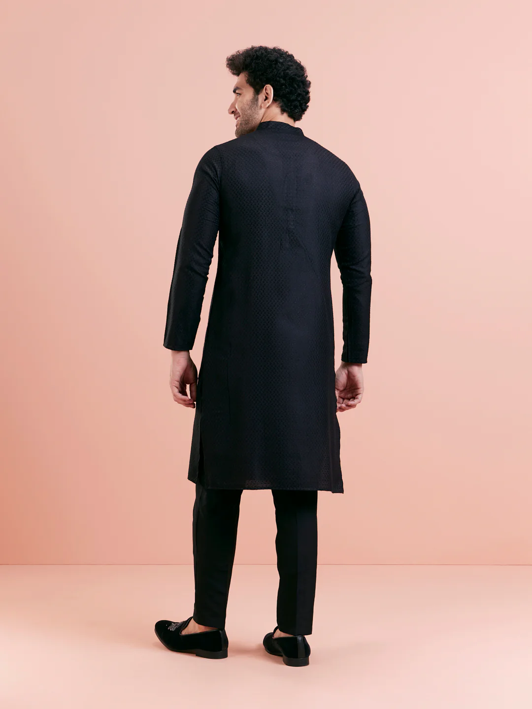 Men's Black Kurta Trouser Set - Image 5