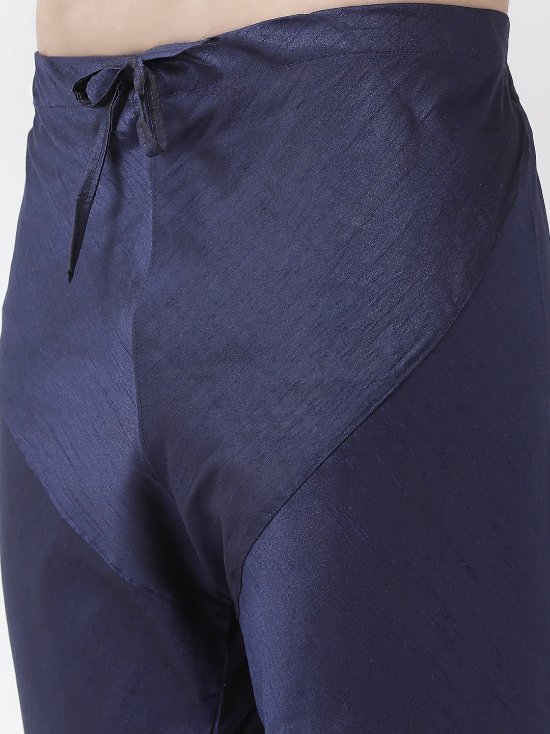 Men's Blue Self Design Kurta Jacket Churidar Set - Image 7