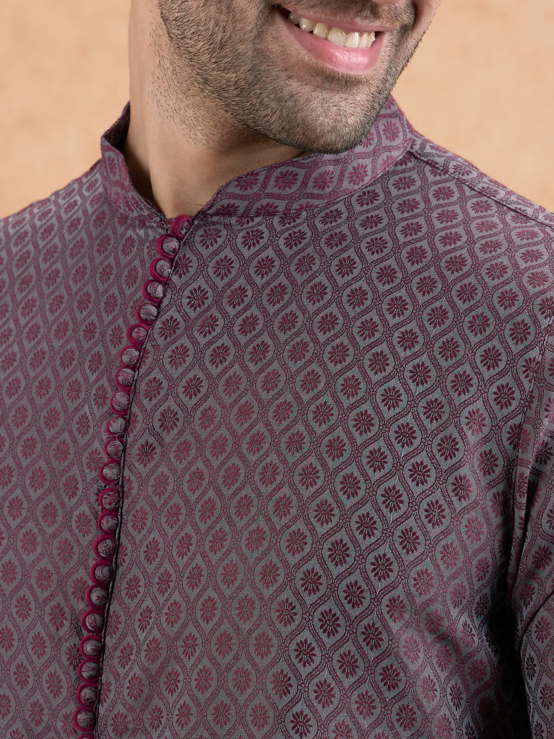 Grey Printed Kurta Dhoti Set - Image 2