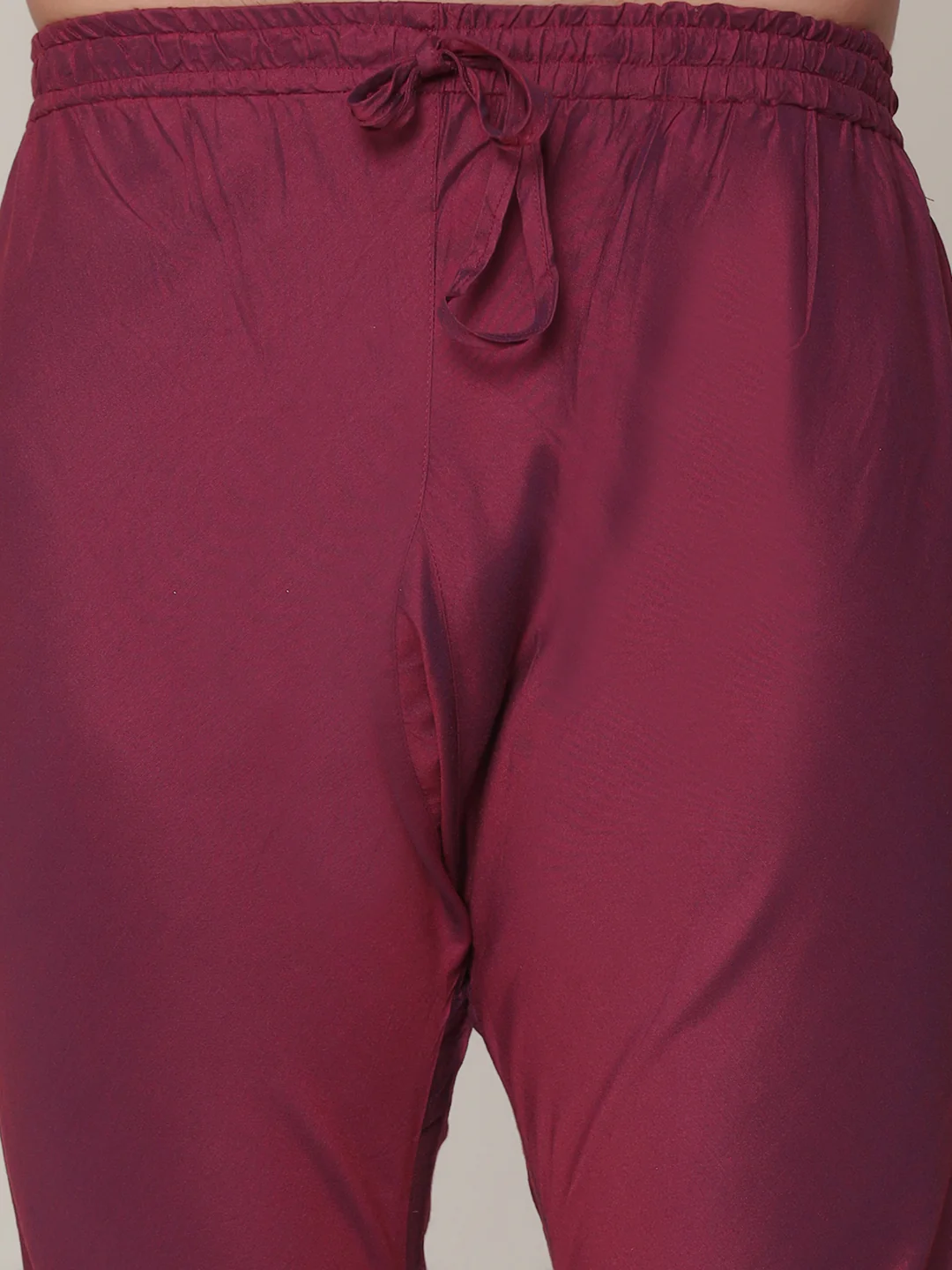 Wine Kurta with Grey Jacquard Jacket & Churidar - Image 7