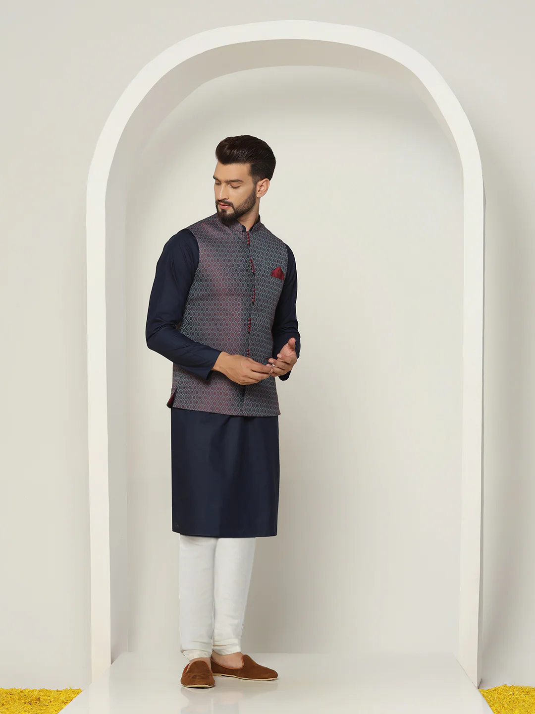 Blue Jacket Kurta Churidar Set - Image 2