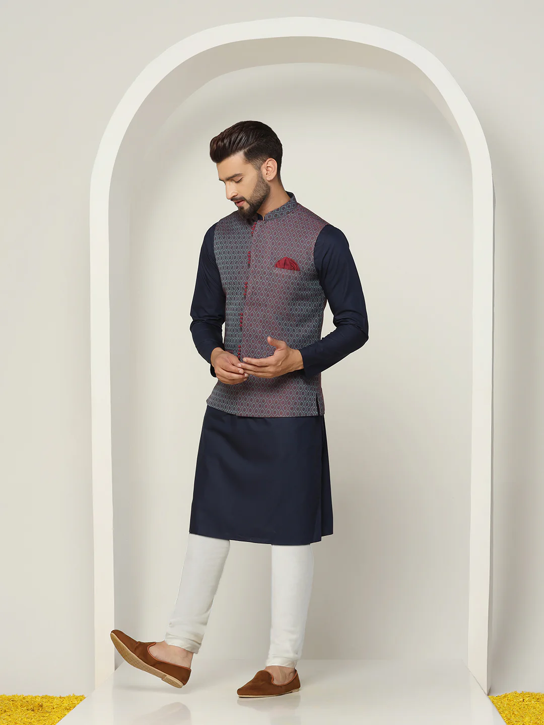 Blue Jacket Kurta Churidar Set - Image 3