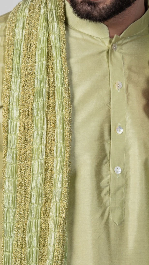 Light Green Crushed Festive Dupatta - Image 4