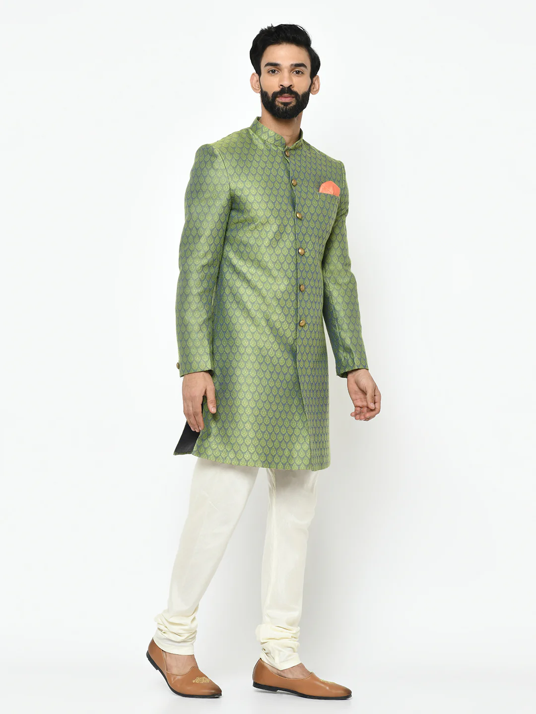 Men's Green Indowestern Churidar Set - Image 2