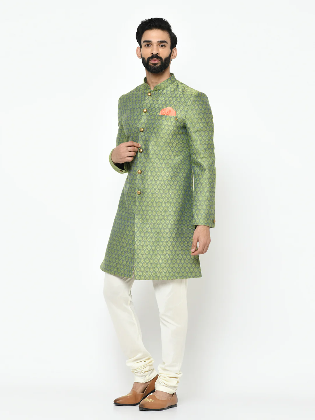 Men's Green Indowestern Churidar Set - Image 3