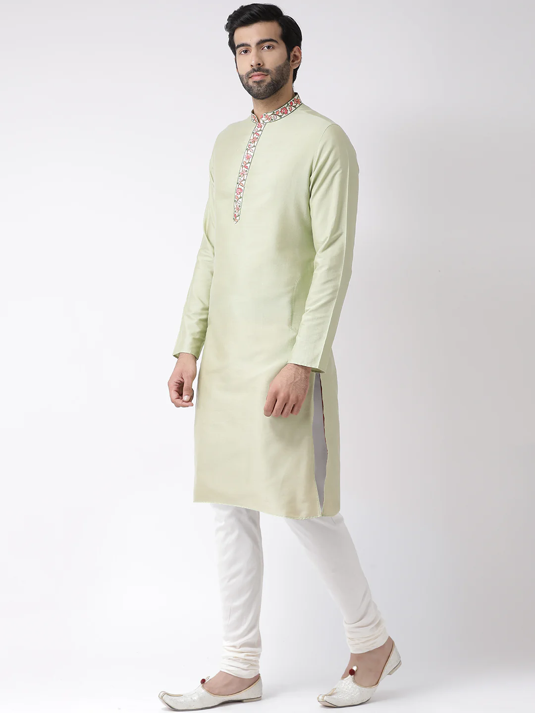 Men's Green Kurta Churidar Set - Image 3