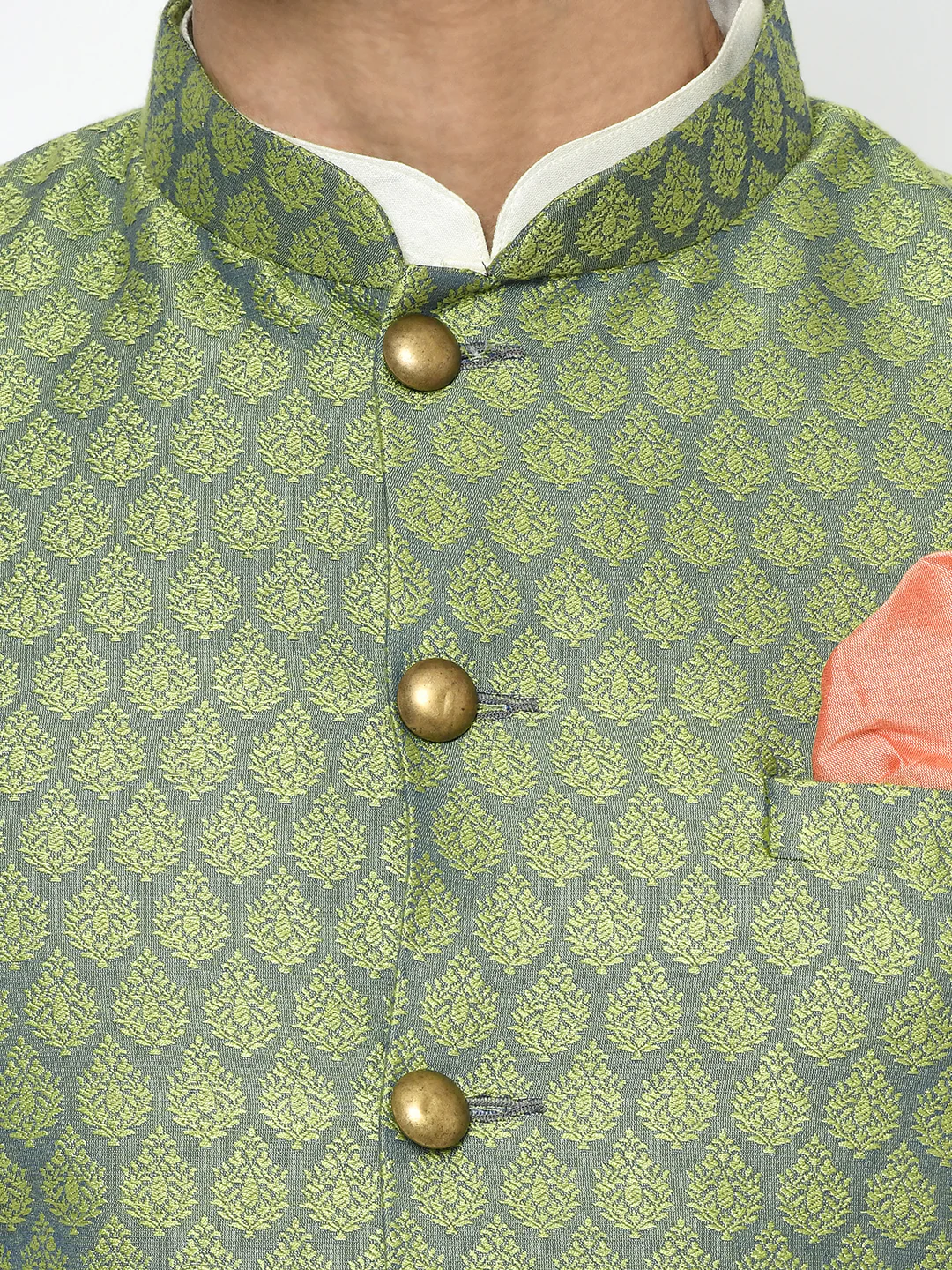 Men's Green Kurta Indowestern Churidar Set - Image 5