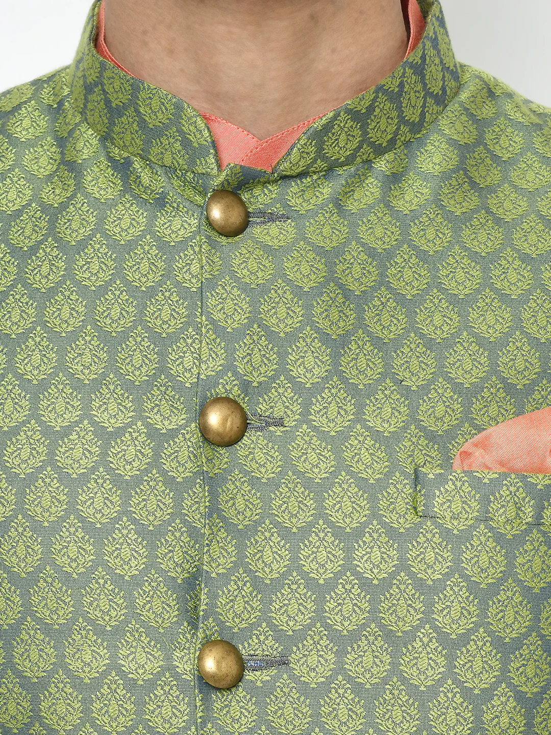Kisah Men's Green Kurta Indowestern Churidar Set - Image 6