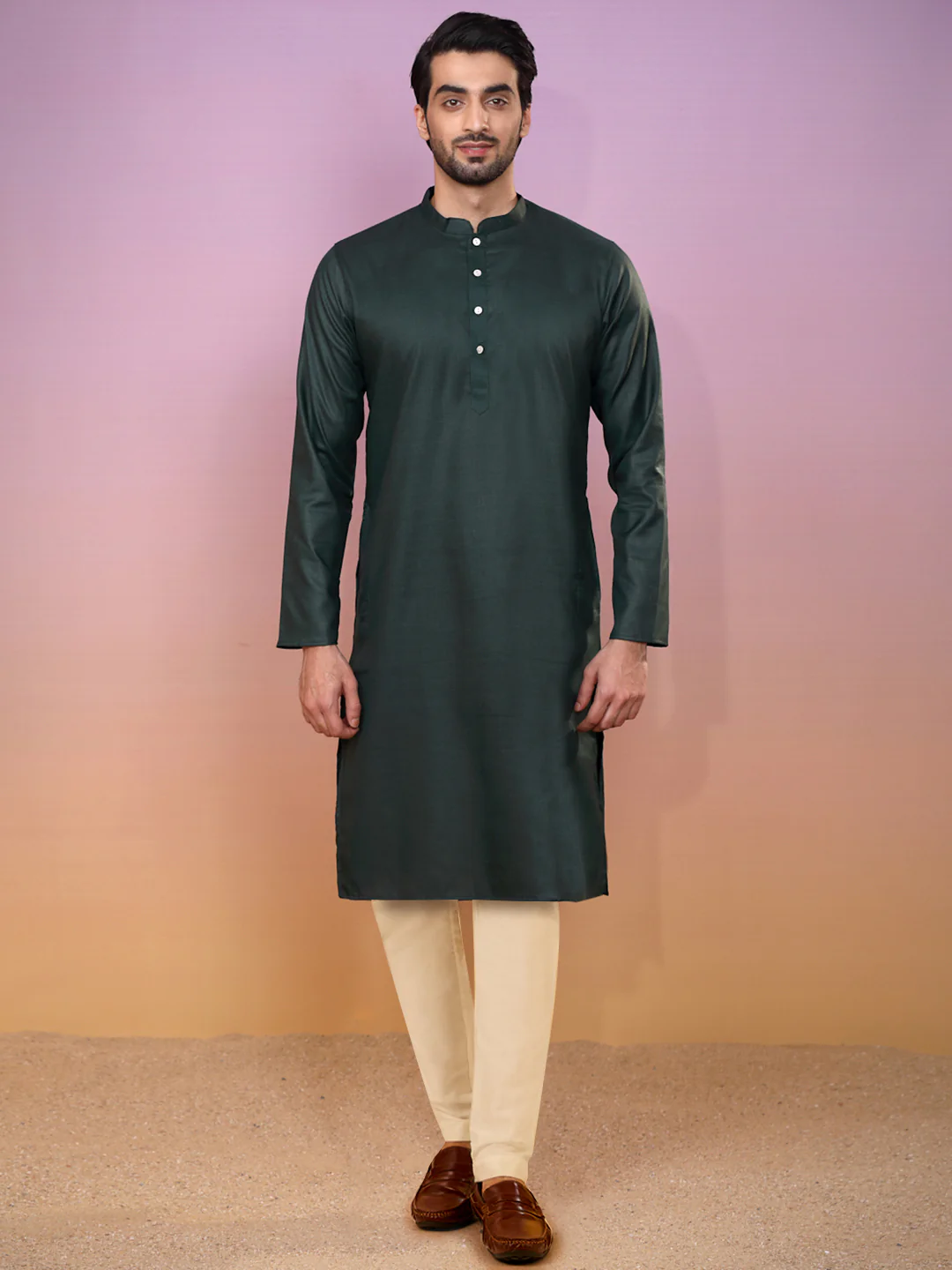 Green Jacket Kurta Trouser Set - Image 5