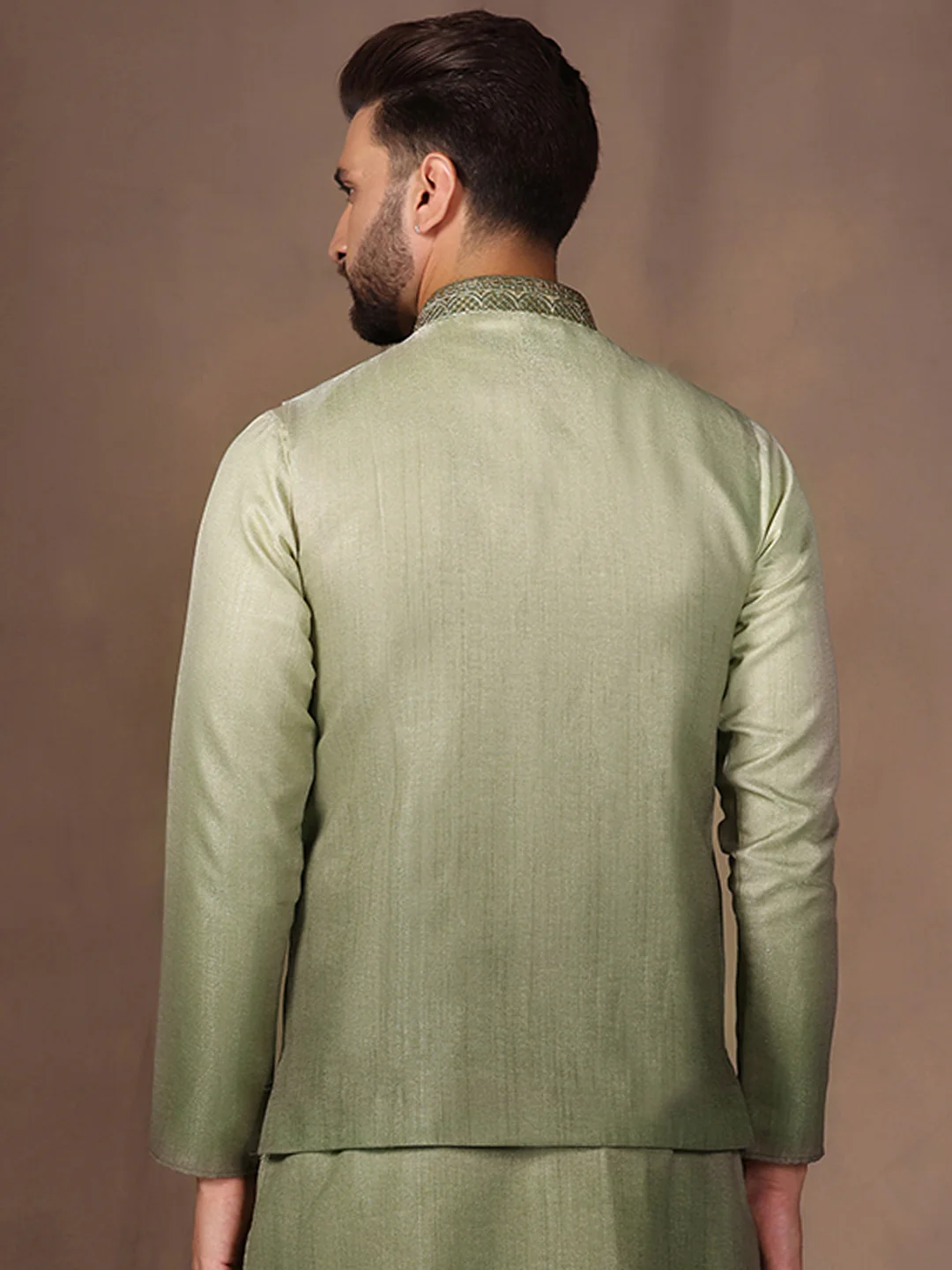 Men Green Ombre Embroidery Jacket - Image 4