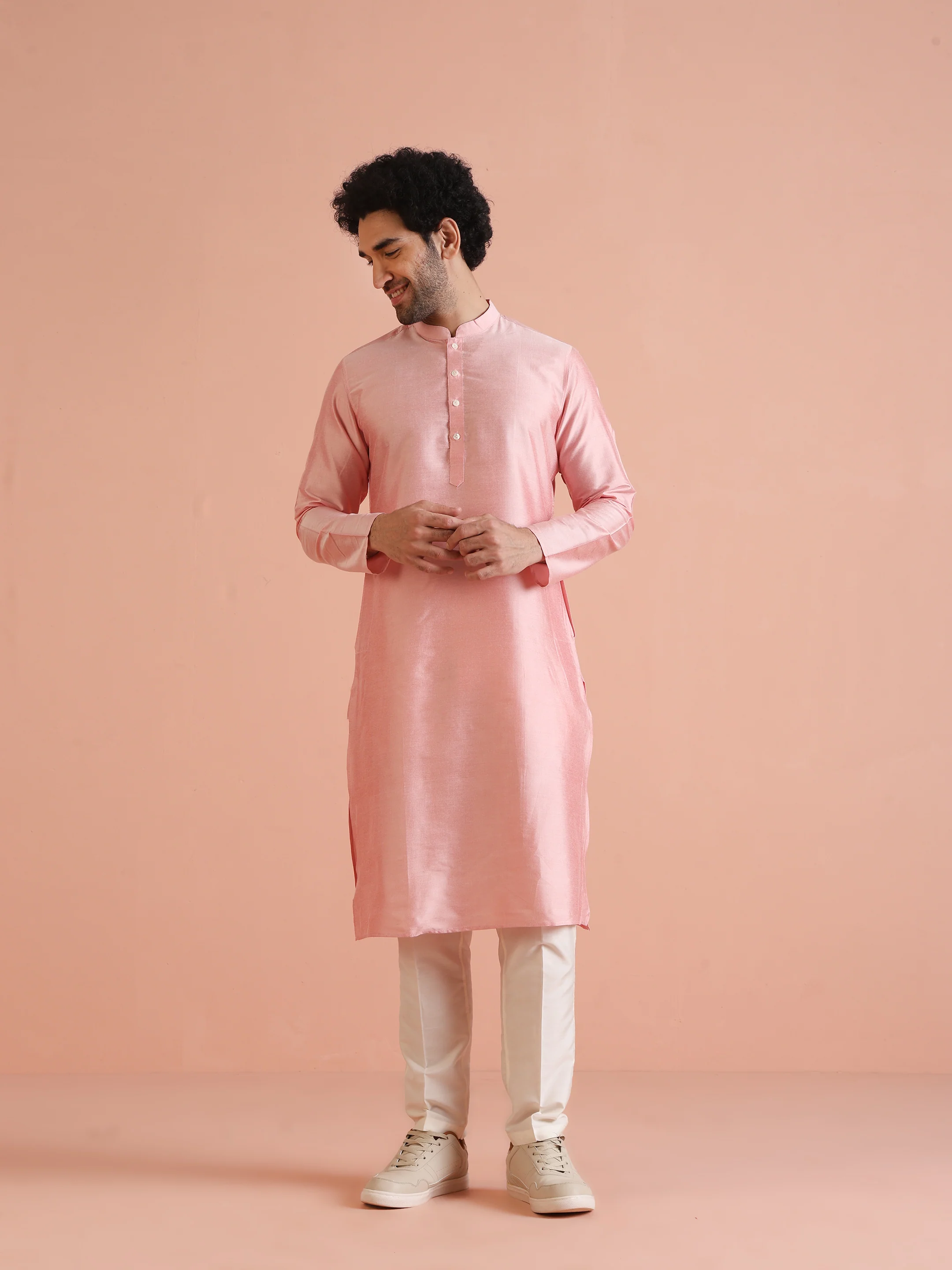 Pastel Cotton Silk Printed Indowestern Kurta Trouser Set - Image 7