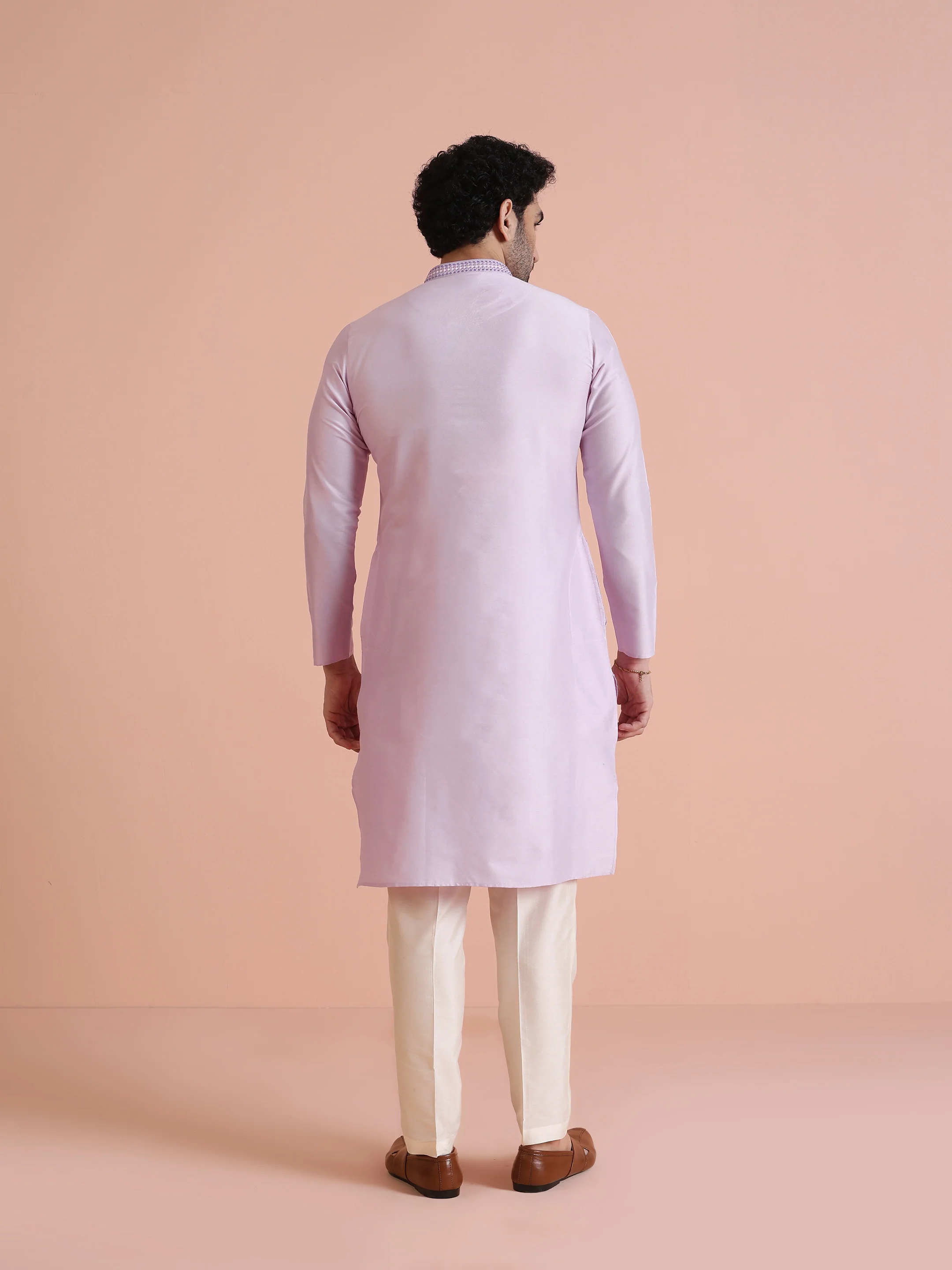 Men's Lavender Kurta Trouser Set - Image 4