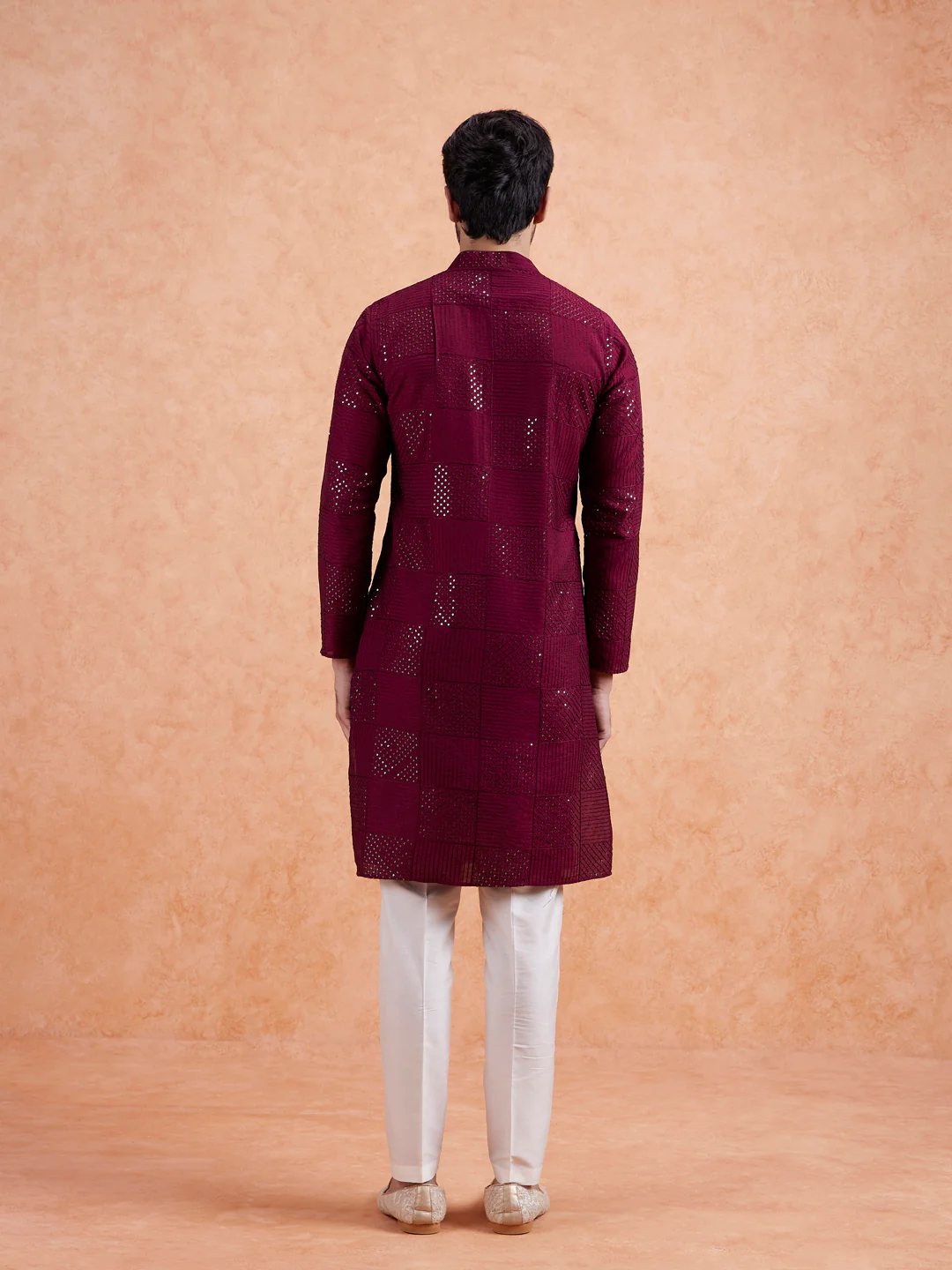 Men's Maroon Kurta Trouser Set - Image 6
