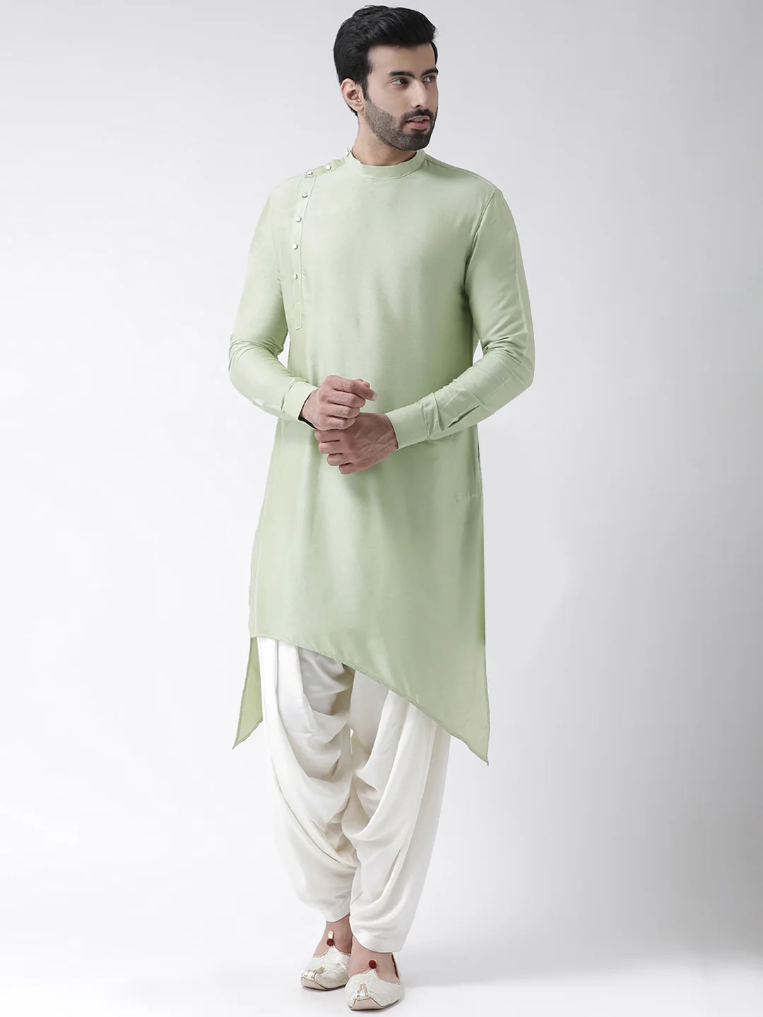 Pastel Green Asymmetric Kurta Patiala Set