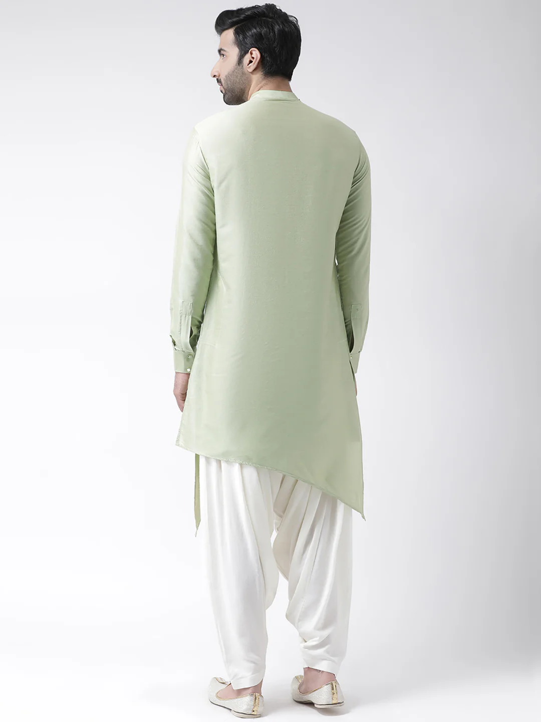Pastel Green Asymmetric Kurta Patiala Set - Image 3