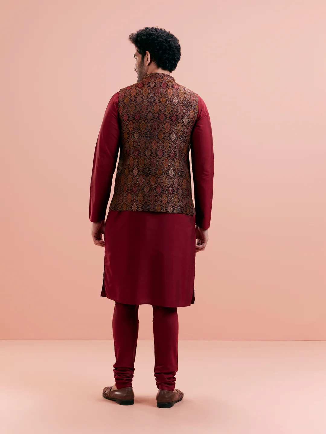 Maroon Jacket Kurta Churidar Set - Image 5