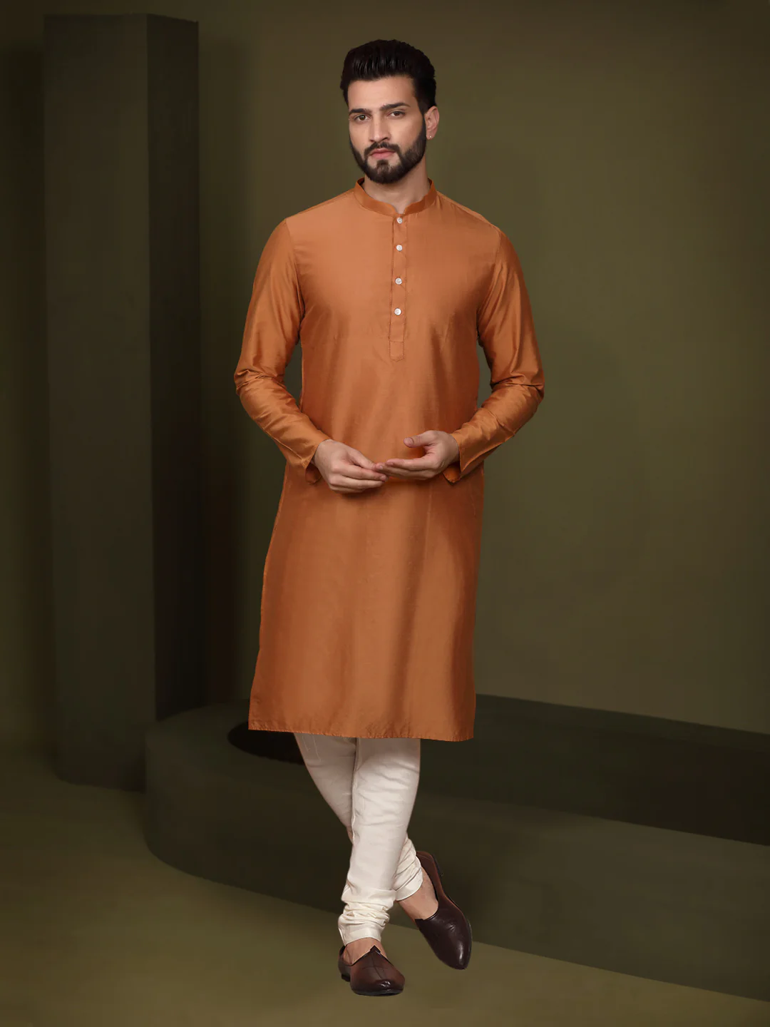 Multi Color Jacket Kurta Churidar Set - Image 4