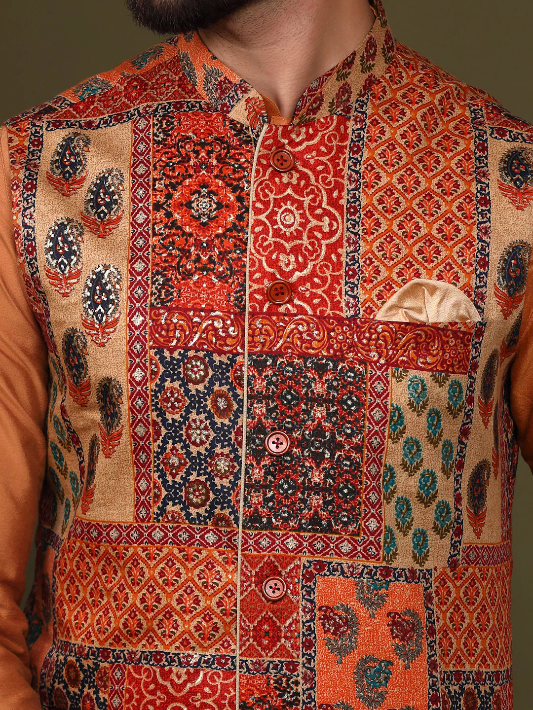 Multi Color Jacket Kurta Churidar Set - Image 5