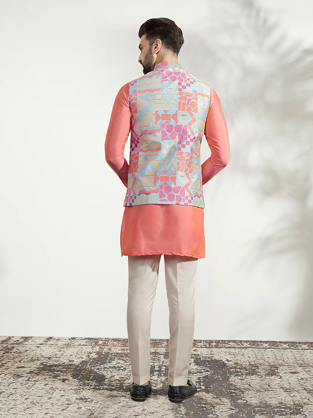 Men's Multi Color Kurta Jacket Trouser Set - Image 4
