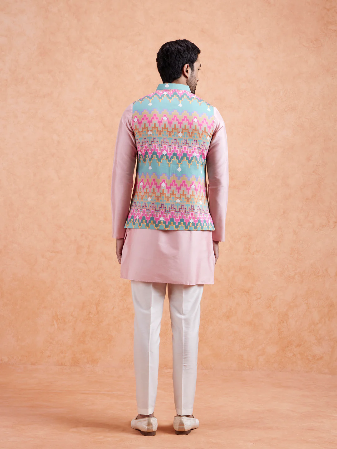 Men Multi Coloured Printed Kurta Jacket Trouser Set - Image 5
