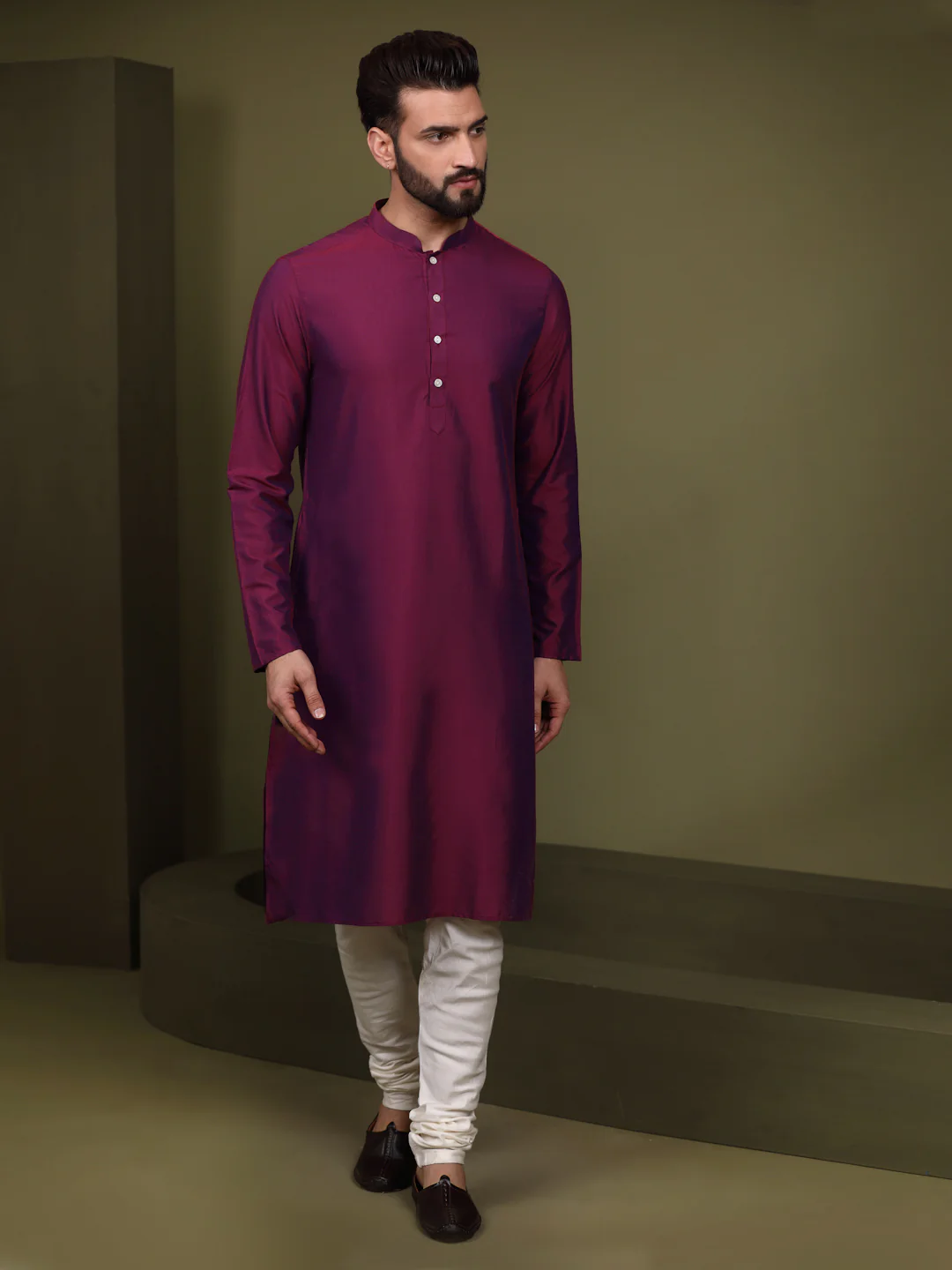 Ivory Silk Blend Indo-Western Sherwani Jacket with Floral Jacquard Design â€“ Wedding & Reception Outfit - Image 2