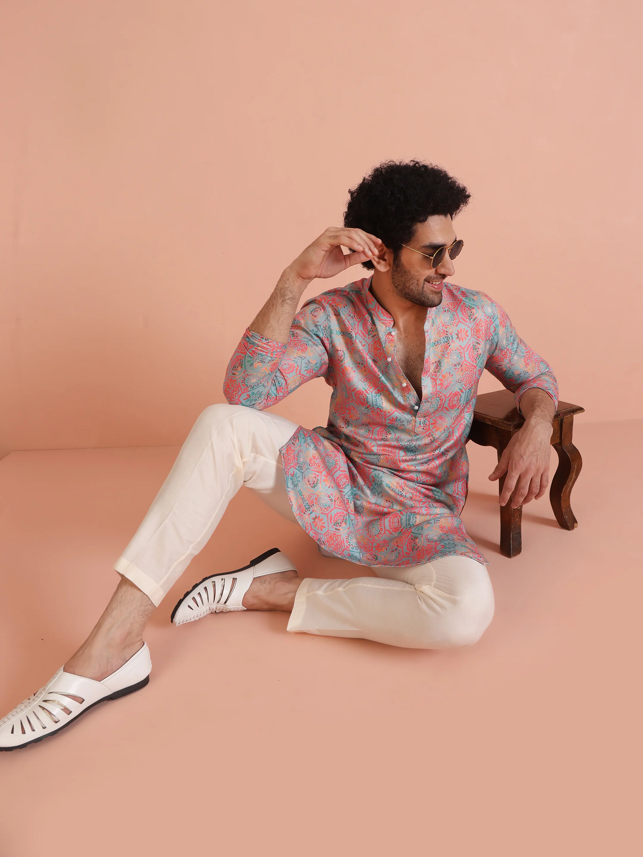 Multi Color Art Silk Printed Long Kurta - Image 7