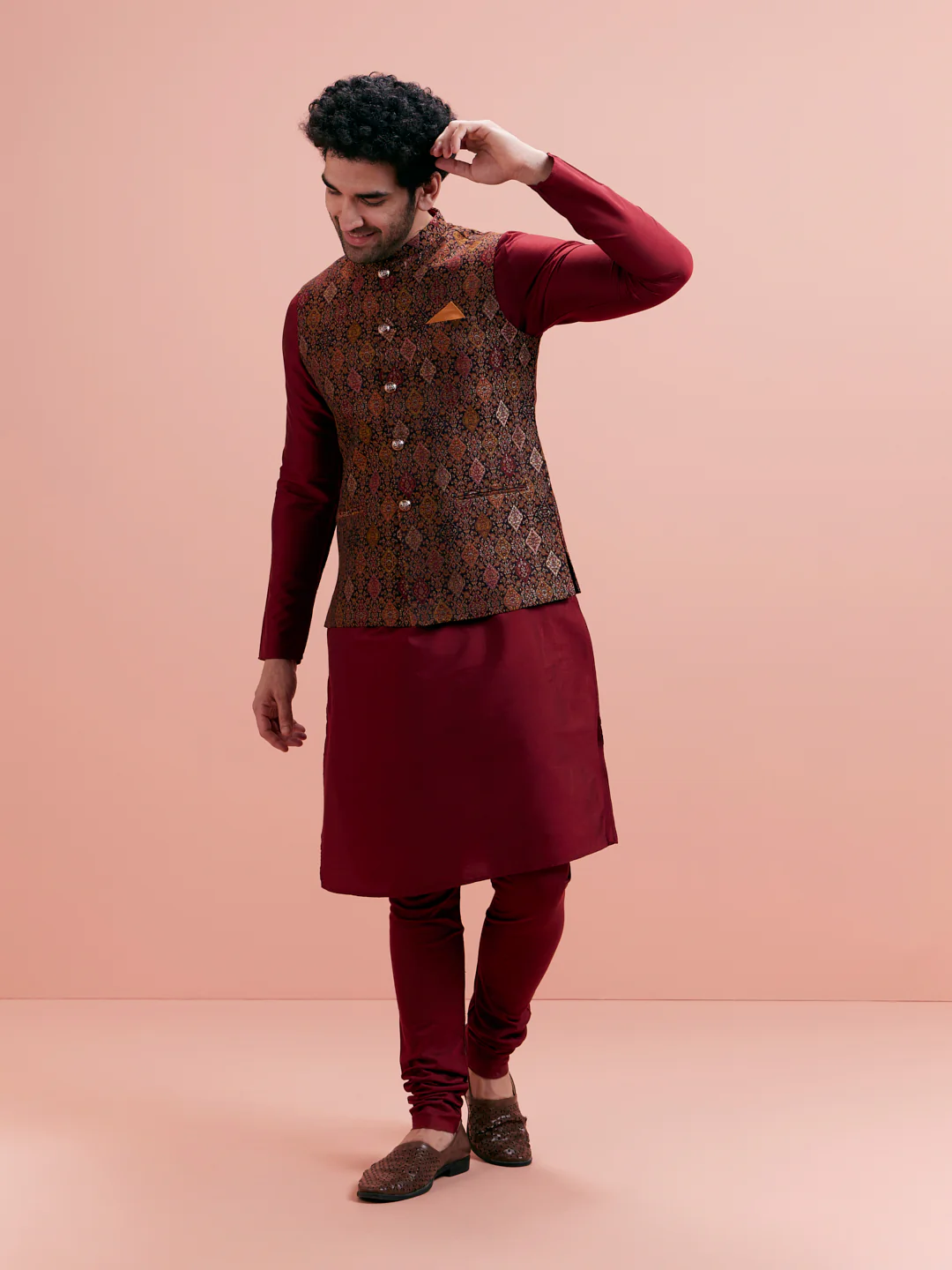 Multi Cotton Silk Printed Nehru Jacket - Image 2
