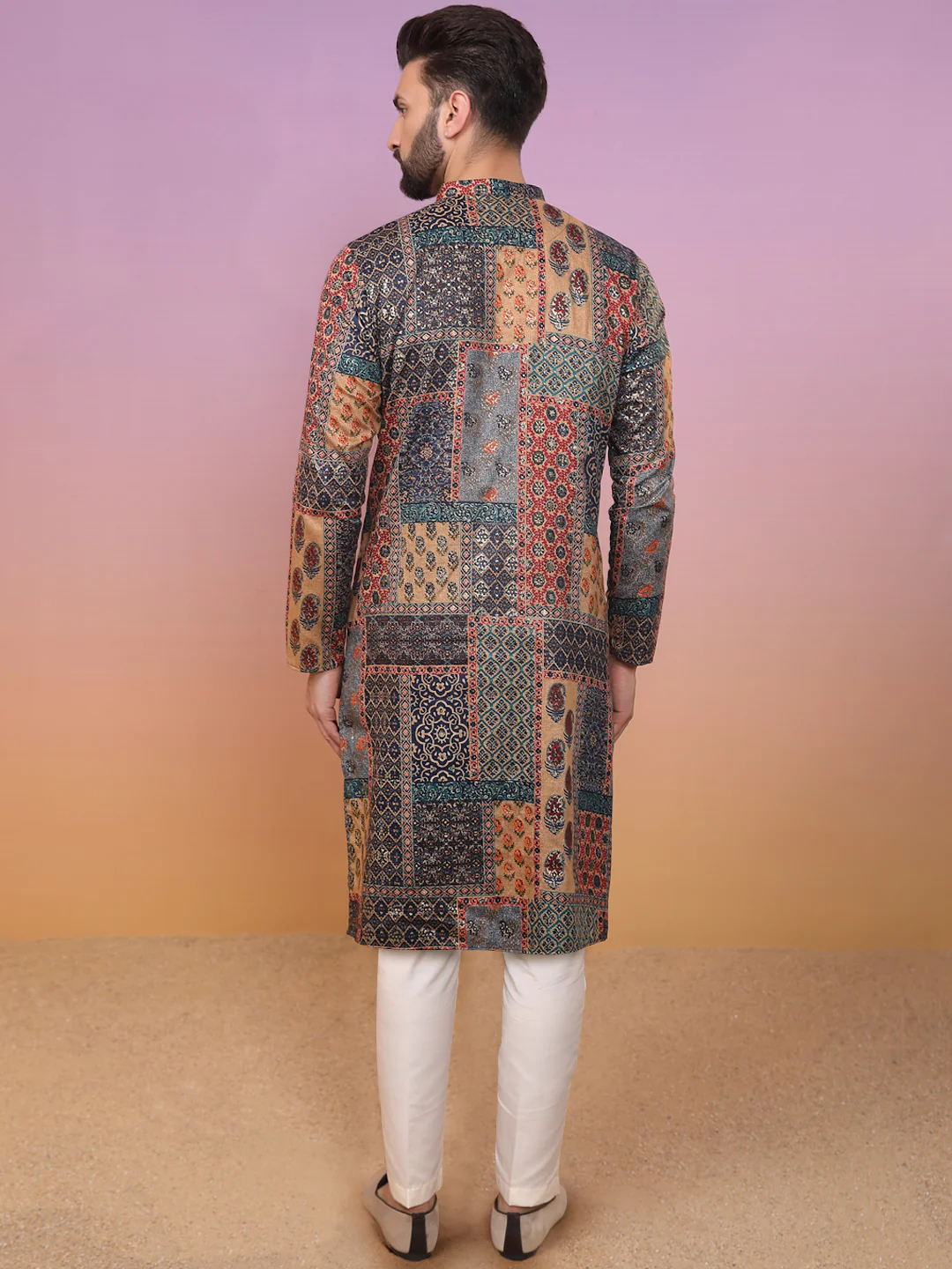 Multi Cotton Printed Kurta Trouser Set - Image 4