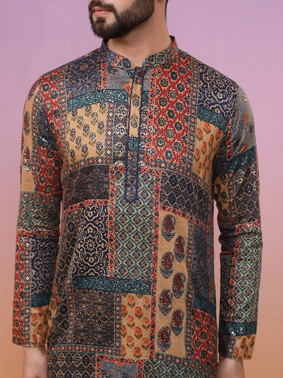 Multi Cotton Printed Kurta Trouser Set - Image 5