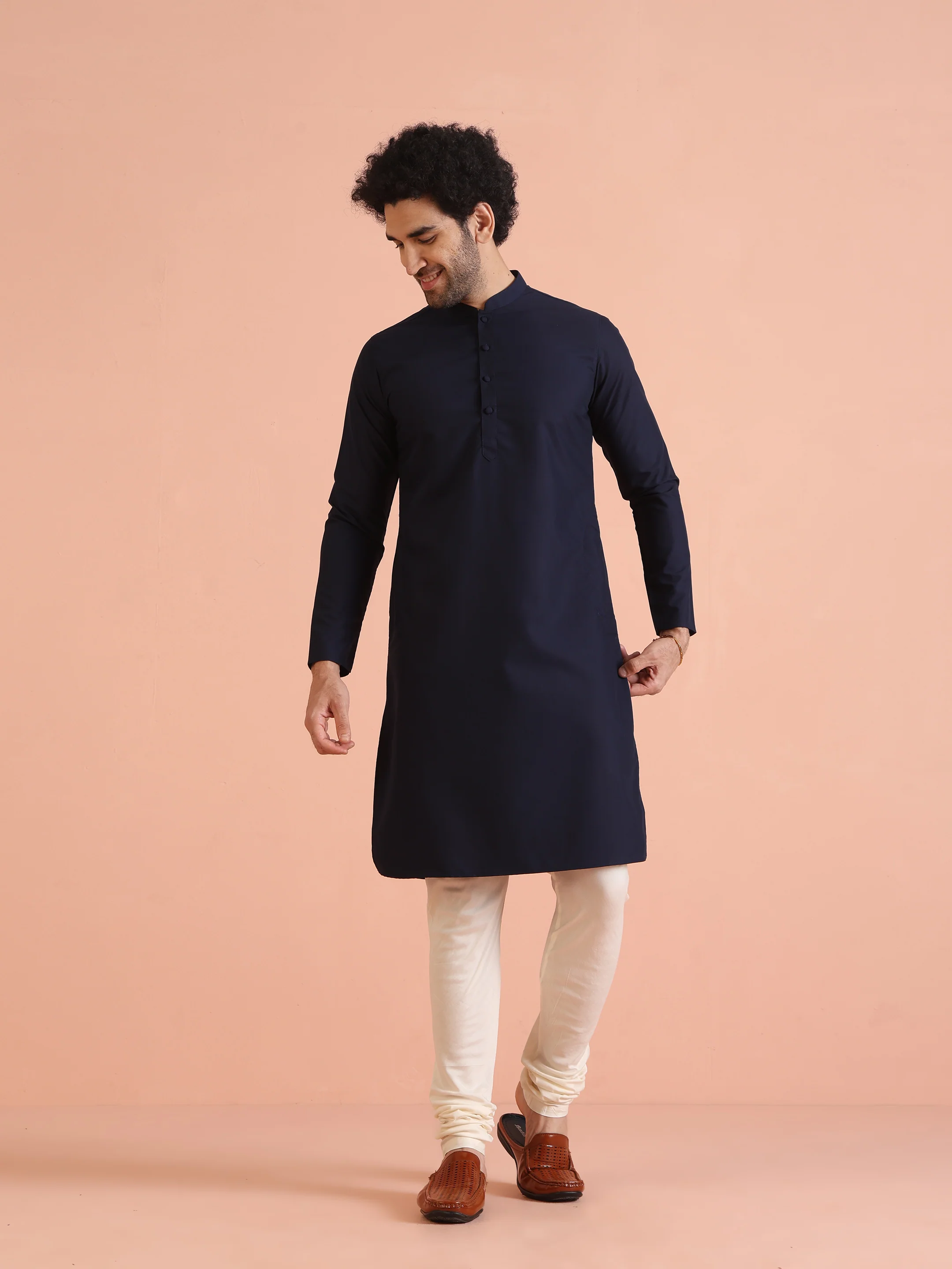 Black Silk Blend Embellished Jacket Kurta Churidar - Image 4