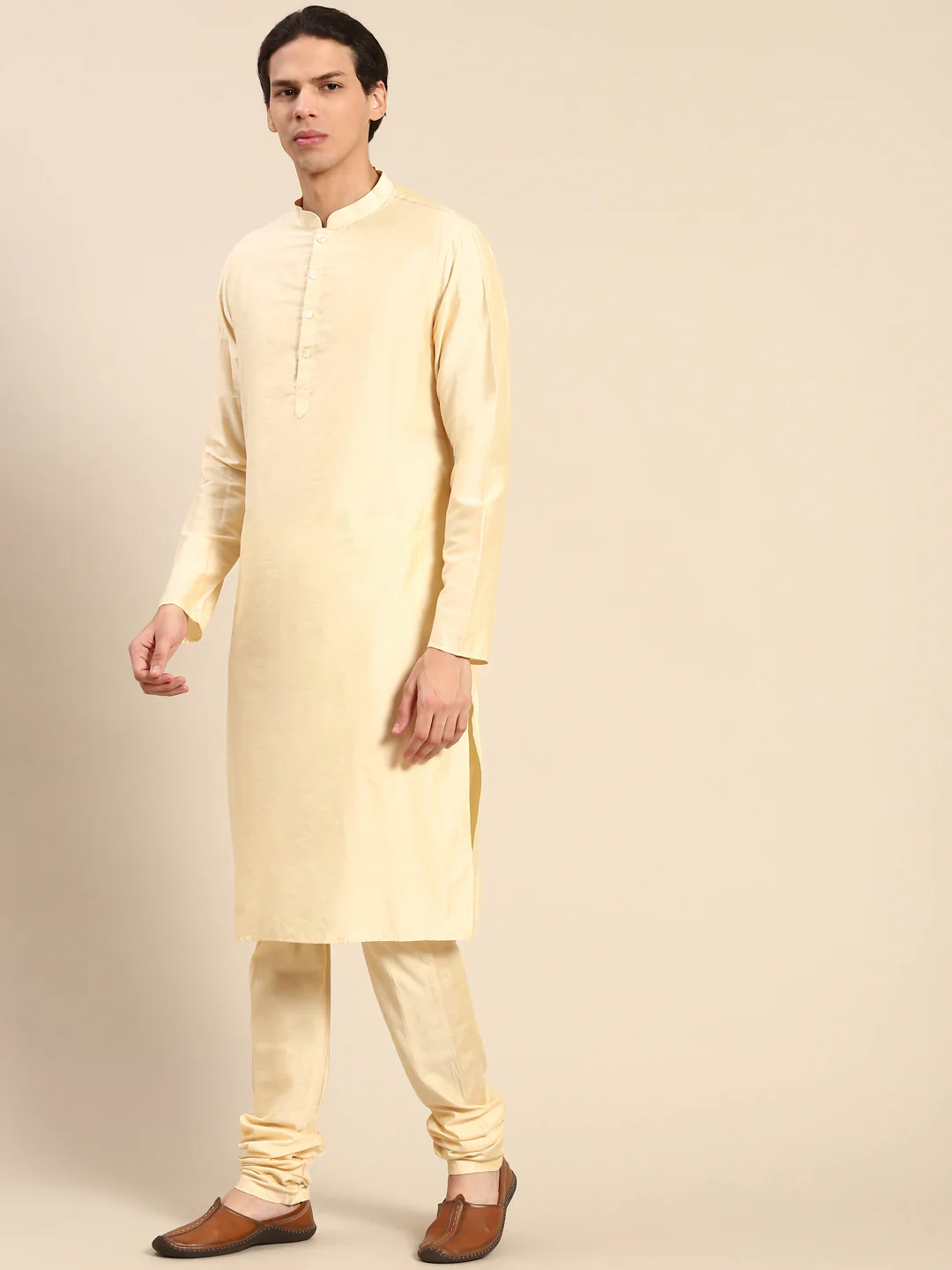 Kisah Men's Olive Kurta Indowestern Churidar Set - Image 3