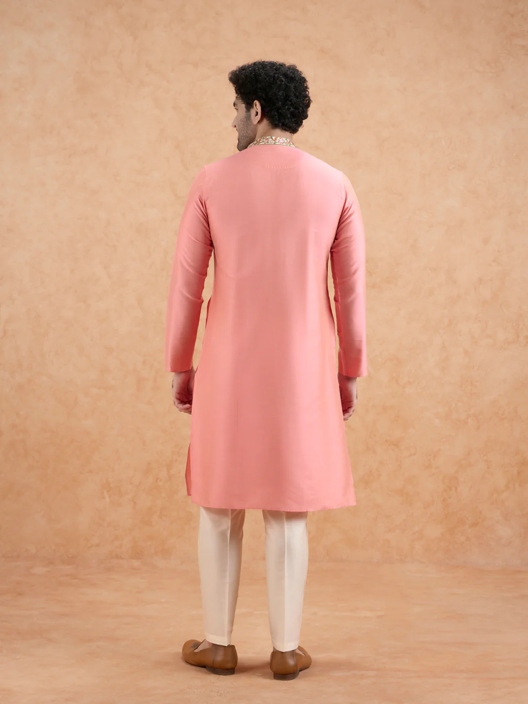Pink Kurta with Embroidered Neckline - Image 5