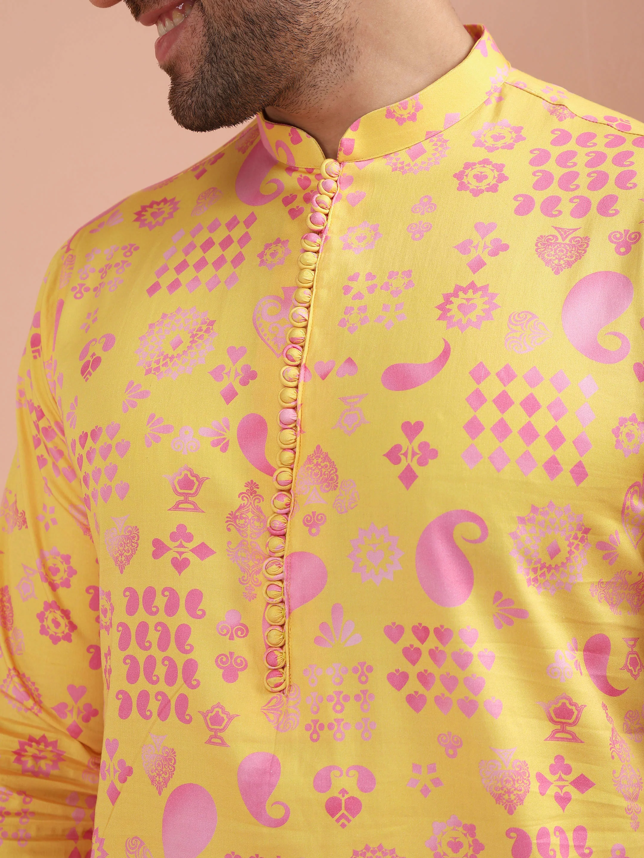 Yellow Printed Kurta Set - Image 4