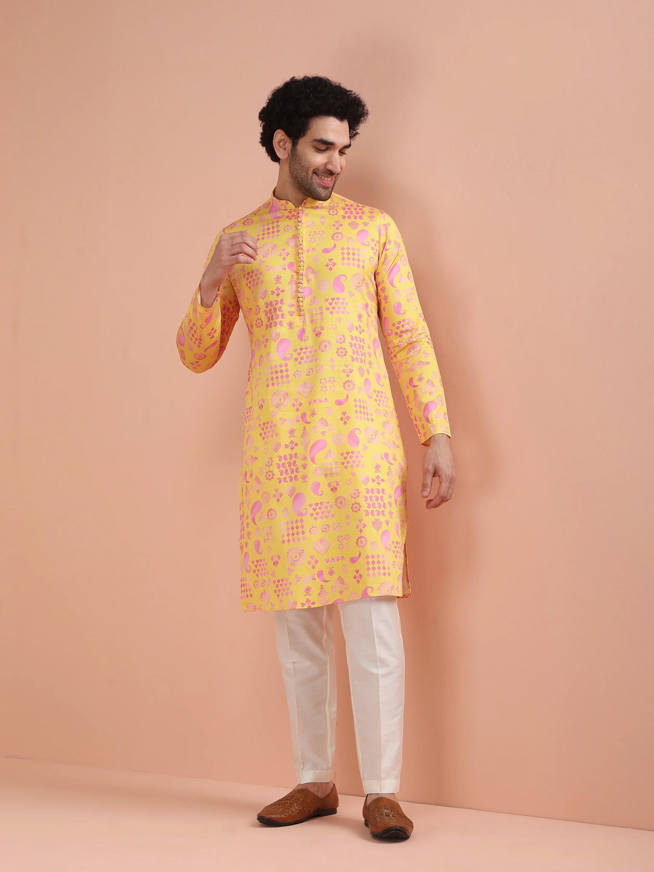 Yellow Printed Kurta Set - Image 6
