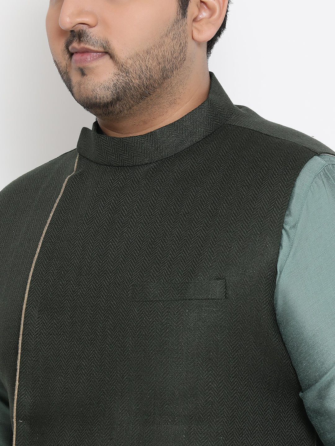 Men Black Kurta Jacket Churidar Set - Image 6