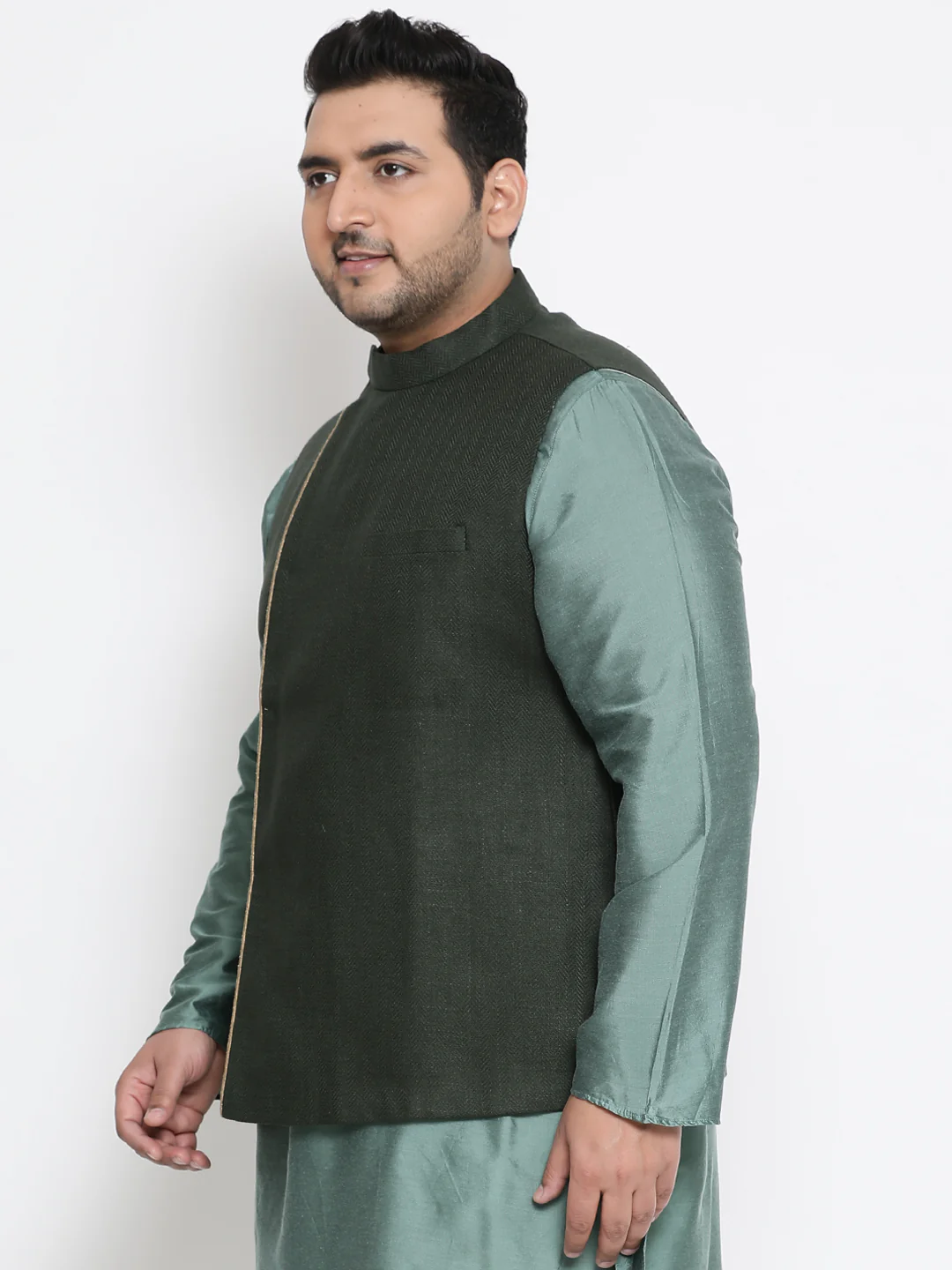 Men Black Nehru Jacket - Image 3