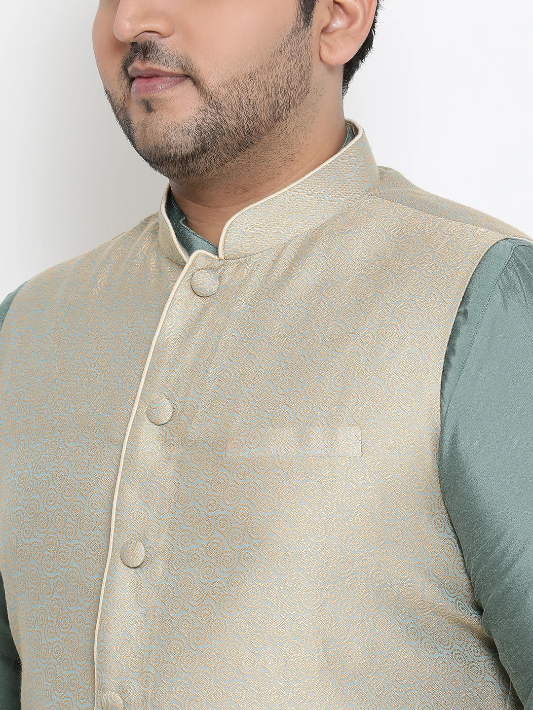 Men Green Nehru Jacket - Image 5