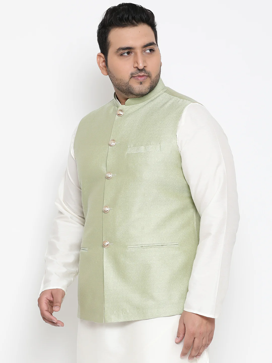 Men Green Nehru Jacket - Image 3