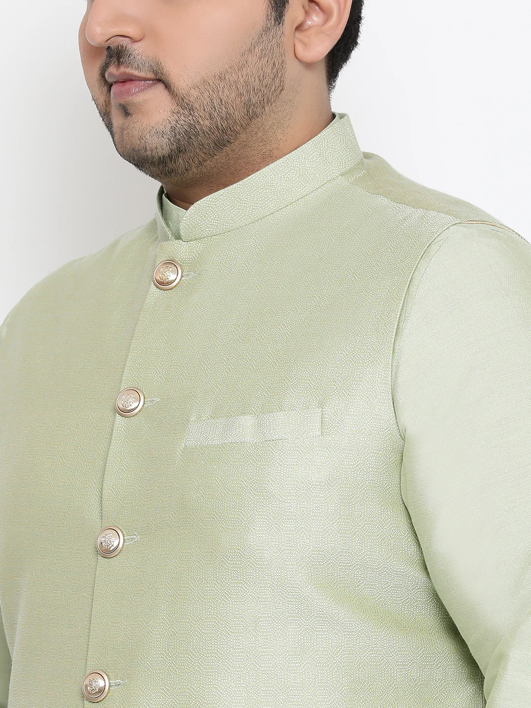 Men Green Nehru Jacket - Image 5