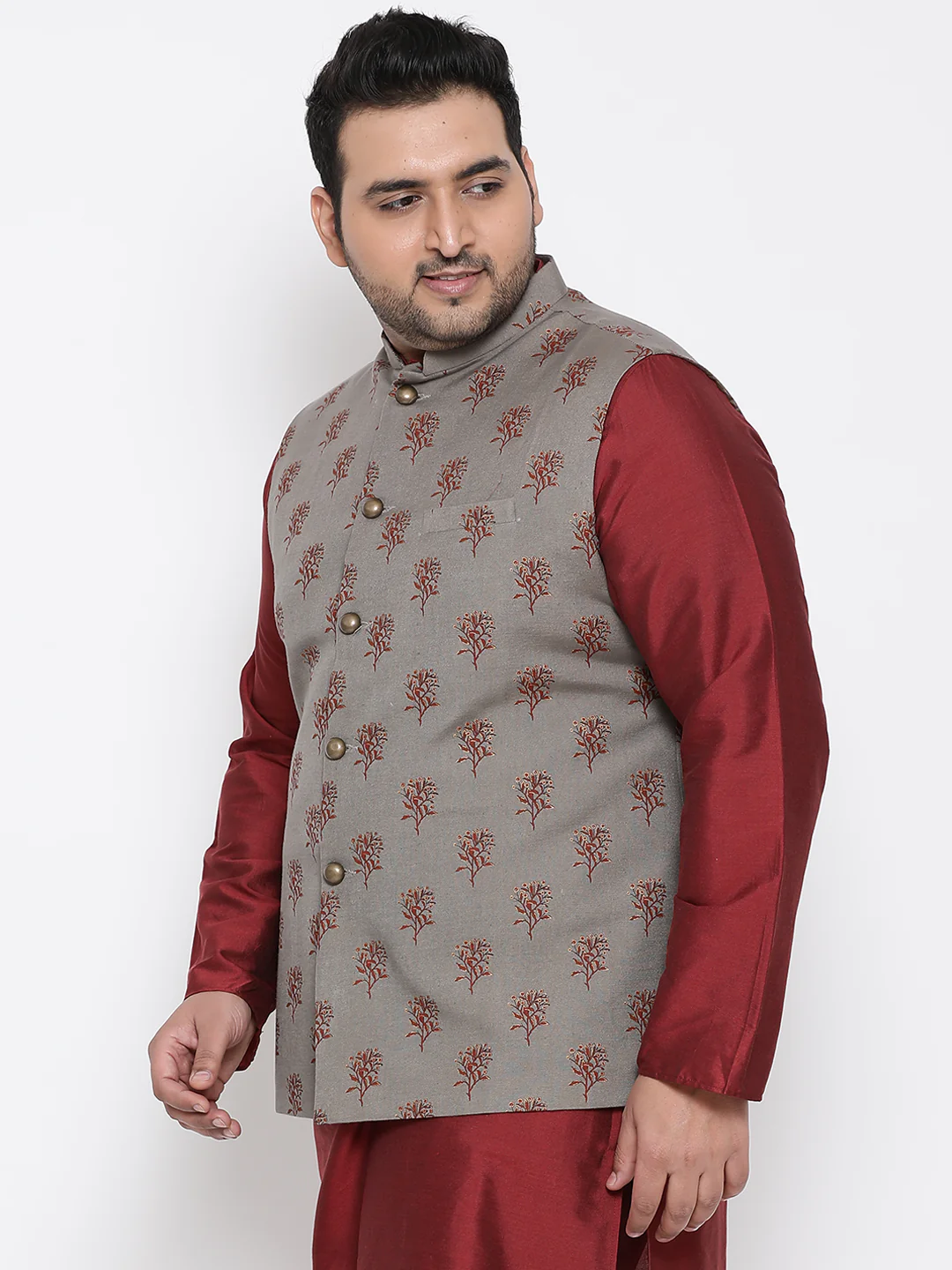 Men Grey Nehru Jacket - Image 3