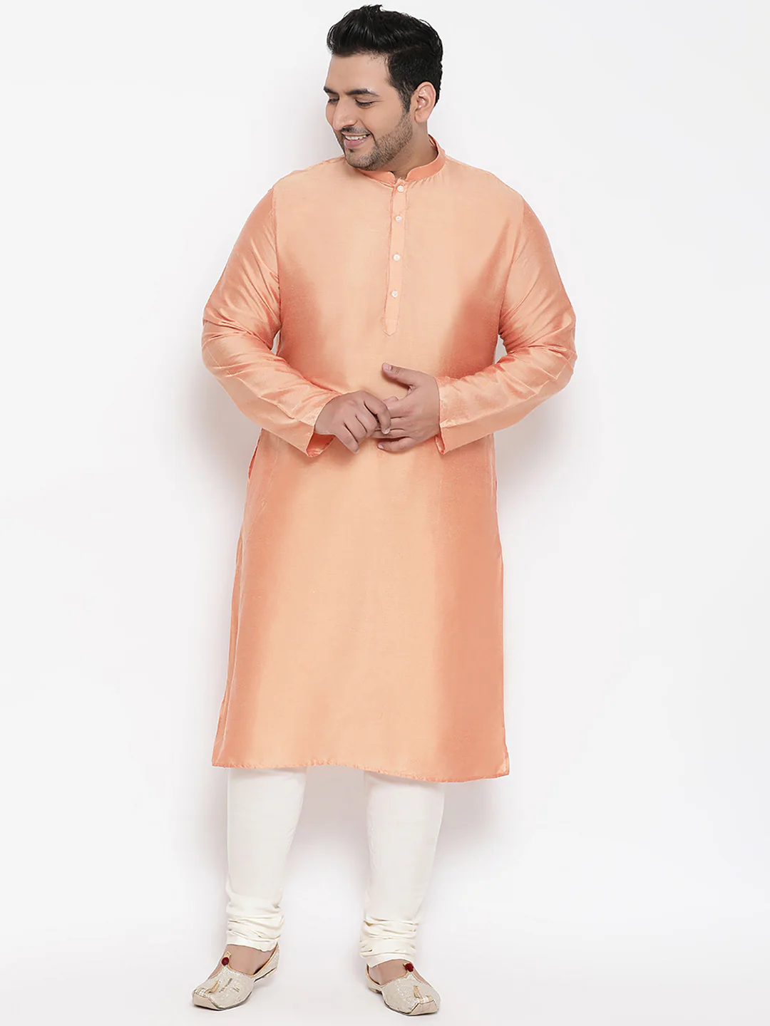 Men Mauve Textured Kurta Jacket Churidar Set - Image 5