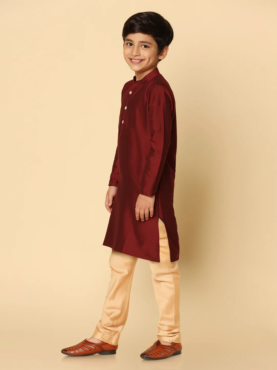 Boy's Maroon Kurta - Image 3