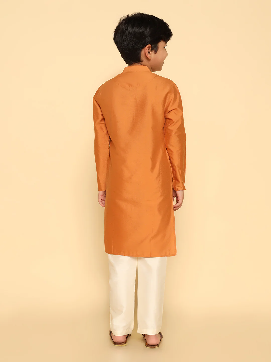 Boy's Mustard Kurta Pyjama Set - Image 4