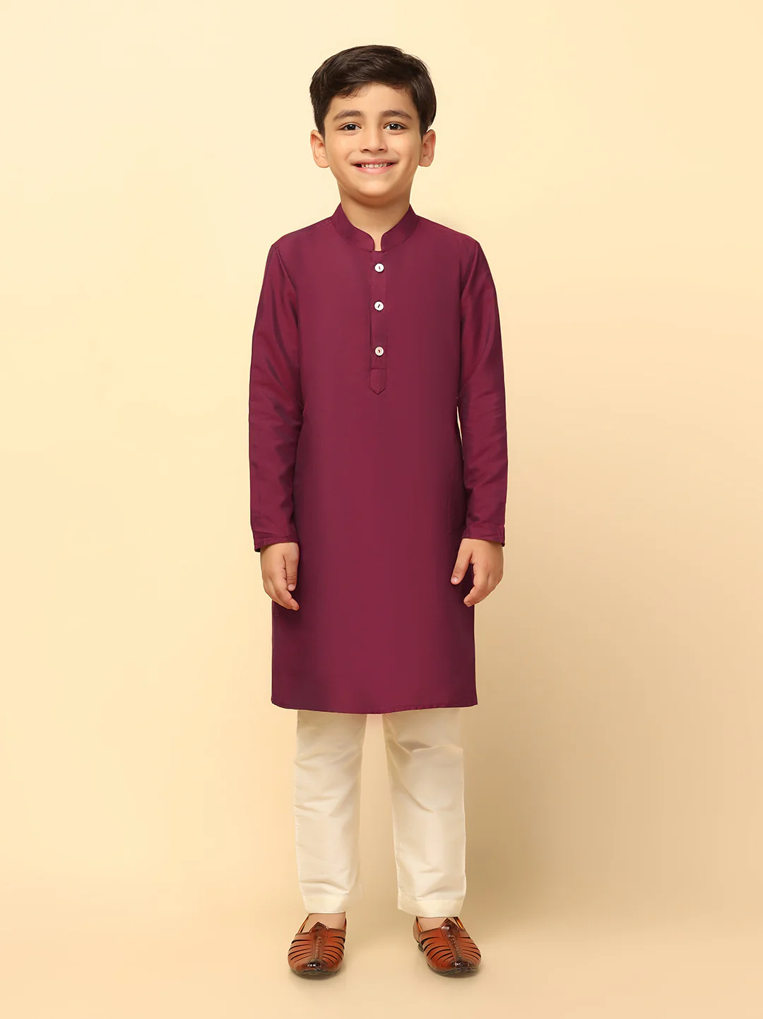 Boy's Multi Coloured Printed Kurta Indowestern Churidar Set - Image 6