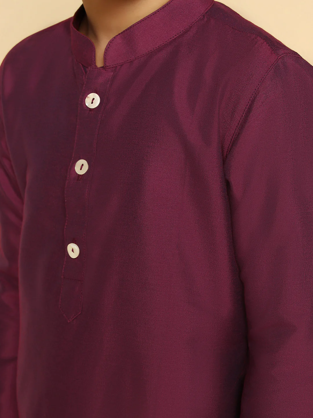 Boy's Margenta Kurta Pyjama Set - Image 5