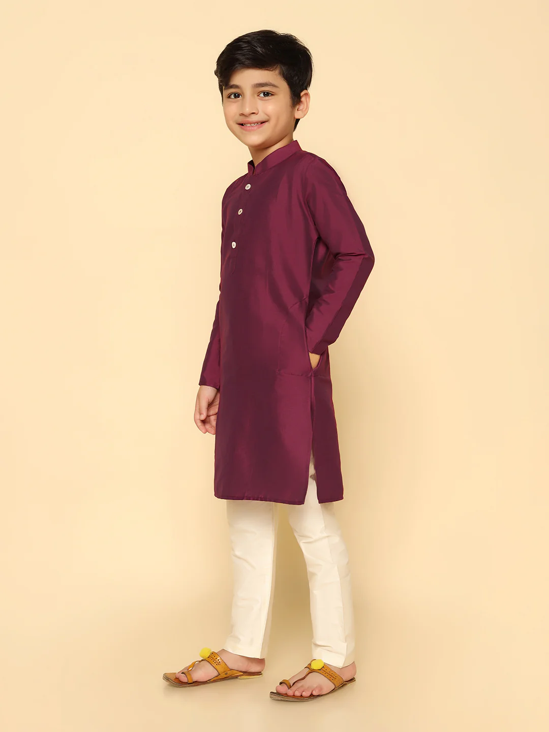 Boy's Magenta Kurta - Image 2