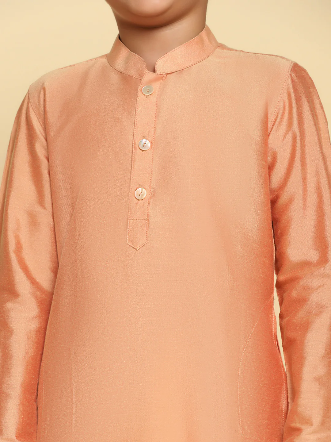 Boy's Coral Kurta Pyjama Set - Image 5