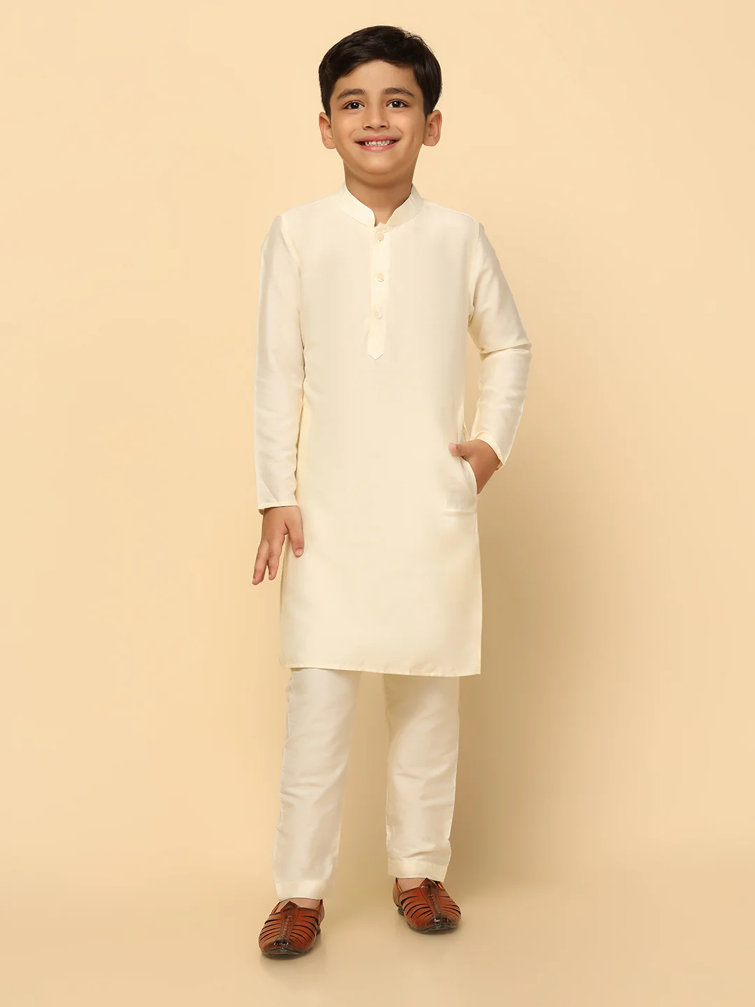 Boys Pink Kurta Jacket Pyjama Sets - Image 6