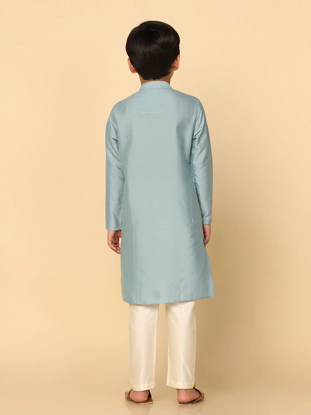 Boy's Dirty Blue Kurta Pyjama Set - Image 4